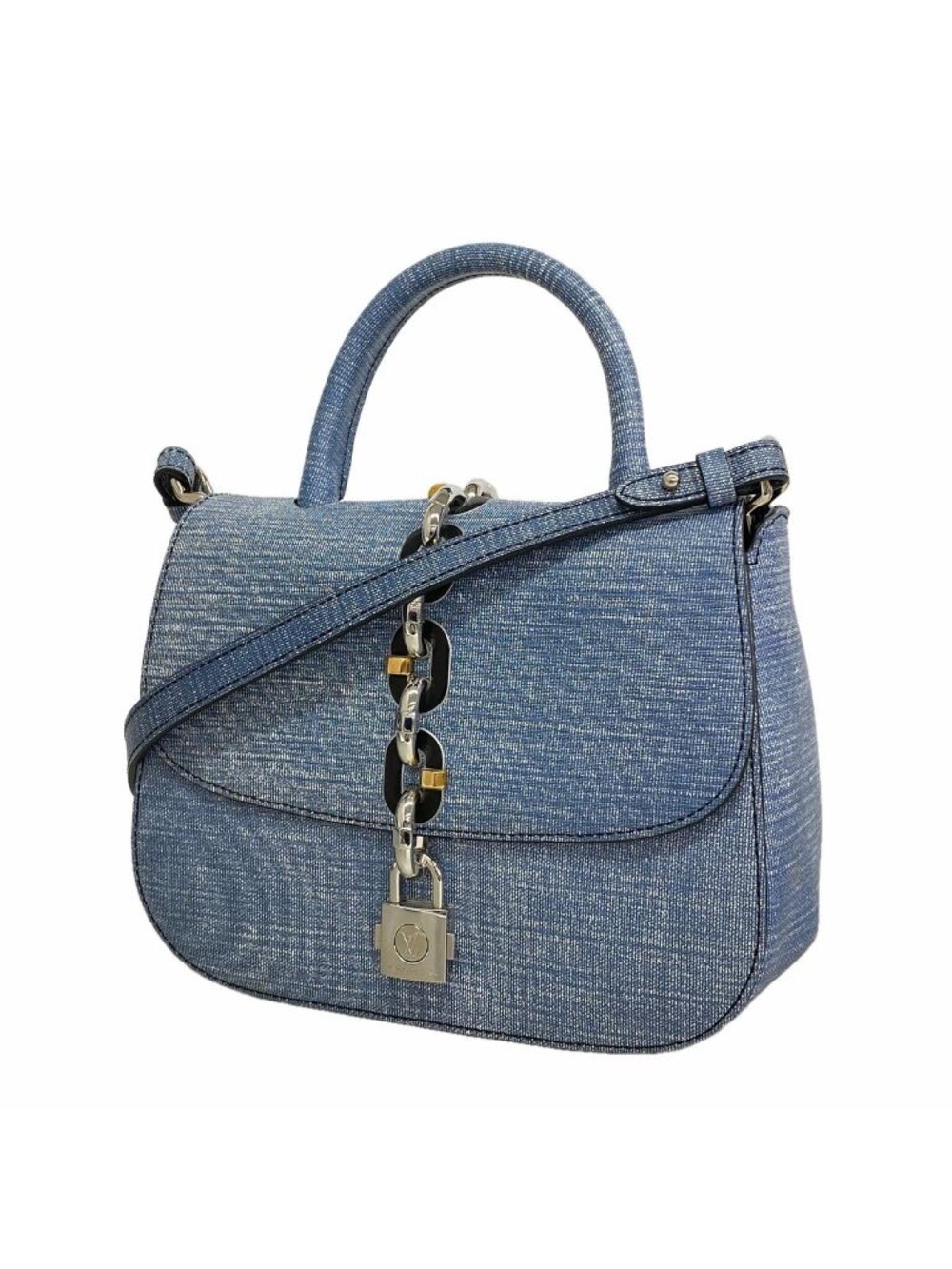 Louis Vuitton Handbag Epi Denim Chain It PM Blue 2-Way Bag